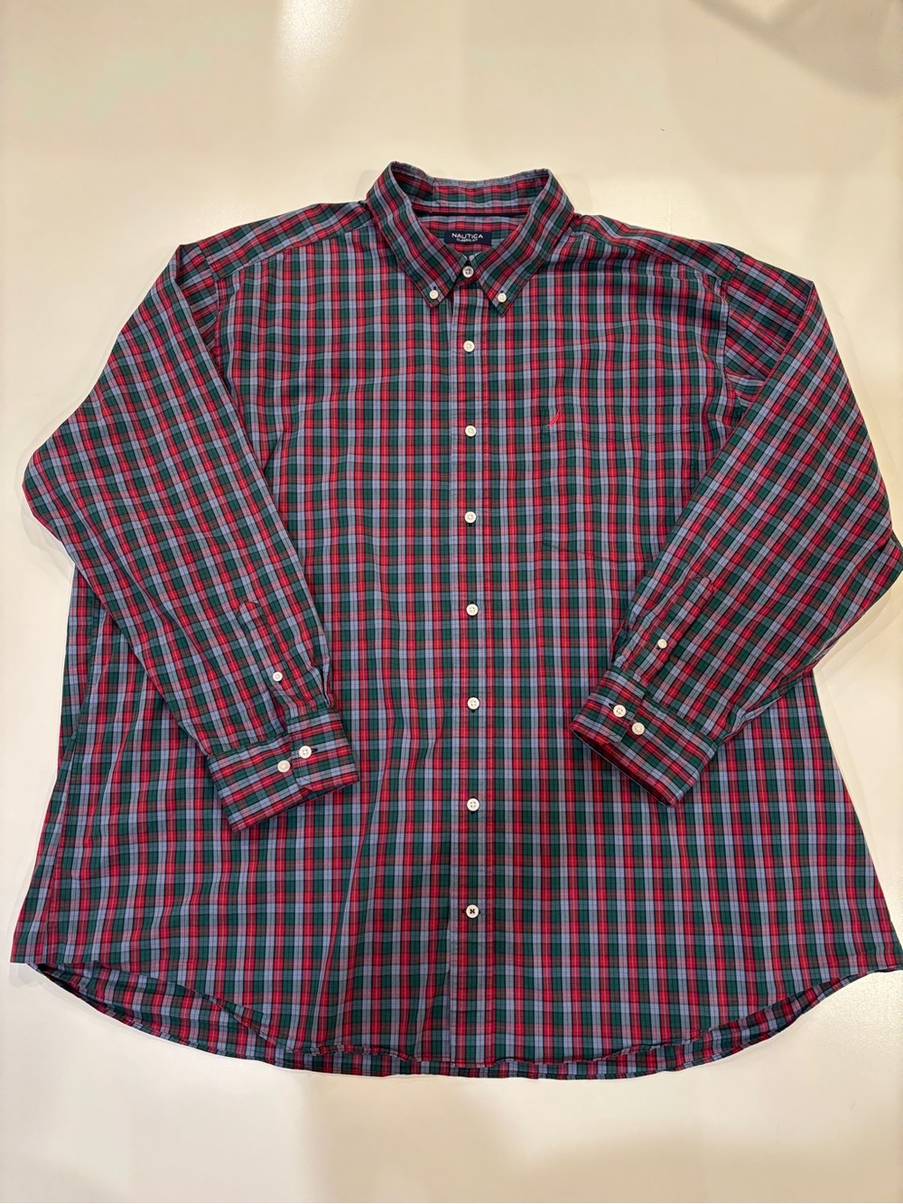 Men’s Red Plaid Long-Sleeve Button-Down Shirt Sz 4XLT Holiday Winter Christmas